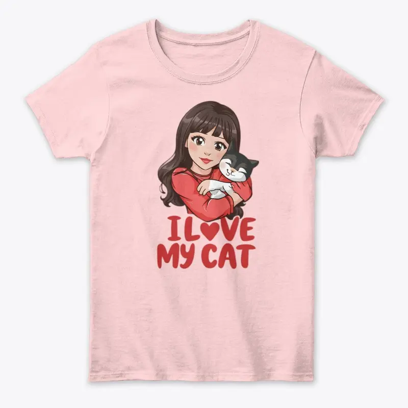 I Love My Cat Design T-Shirt