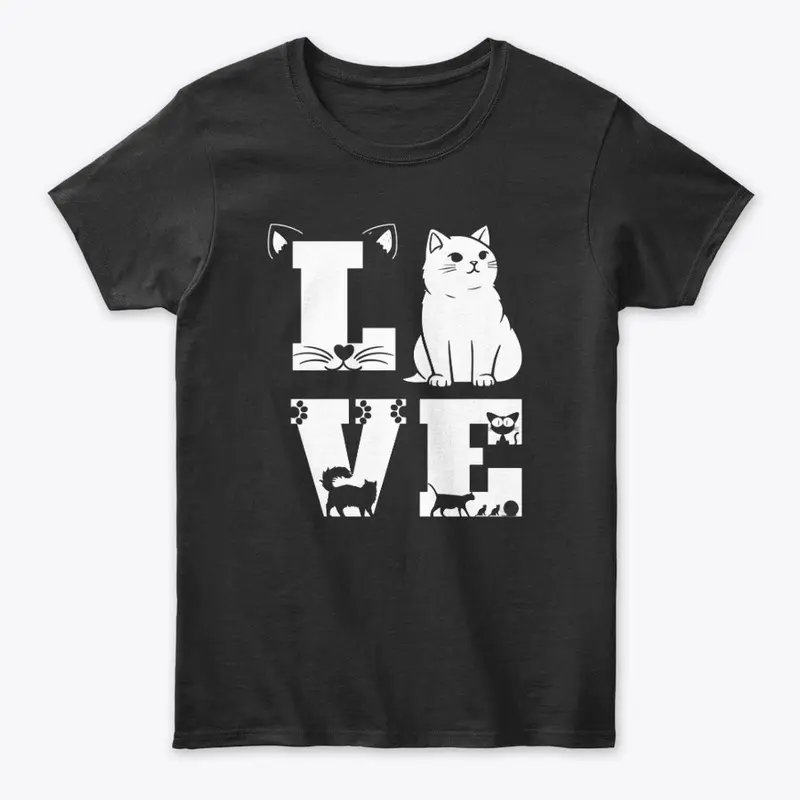 Love Cat Design T-Shirt